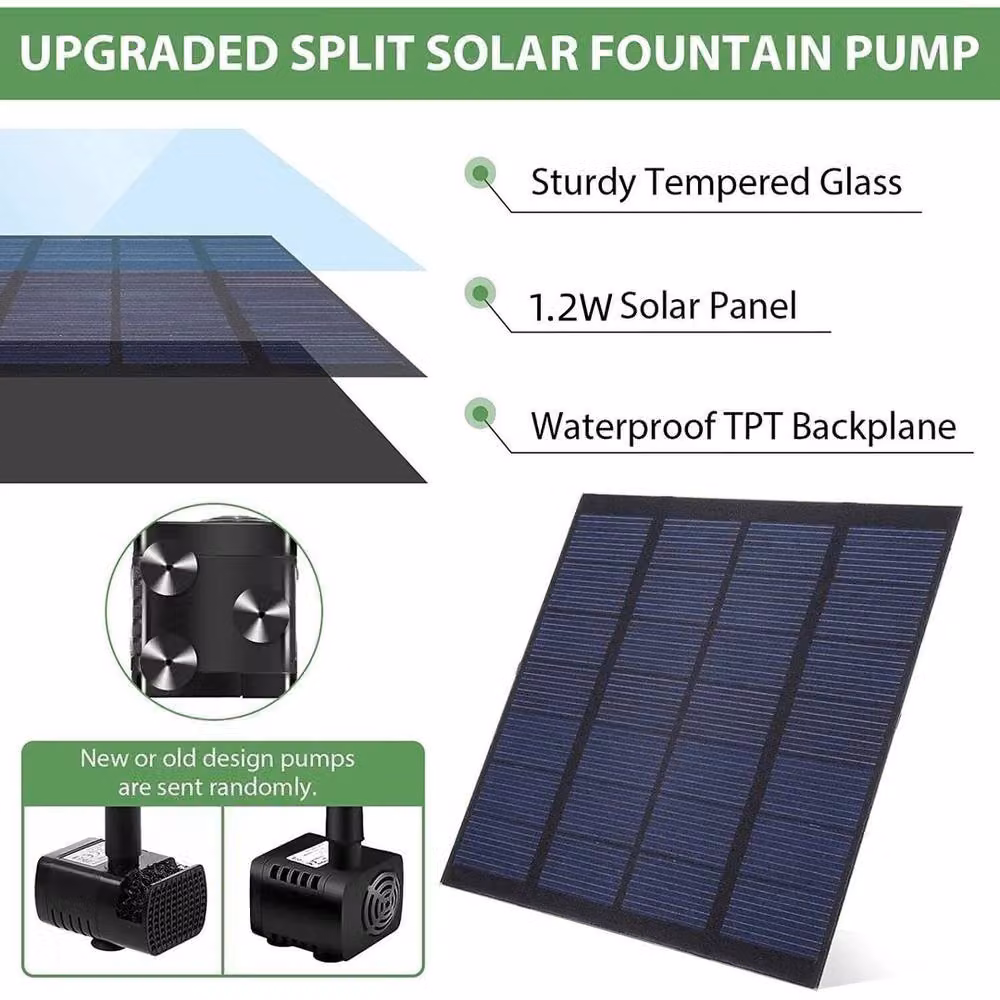 KORVIXA Solar Pond Pump Kit Submersible Fountain for Garden Water Features, Black – 6