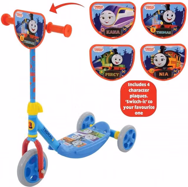 MV Sports Thomas & Friends Switch It Multi Character Height Adjustable Tri-Scooter - Black