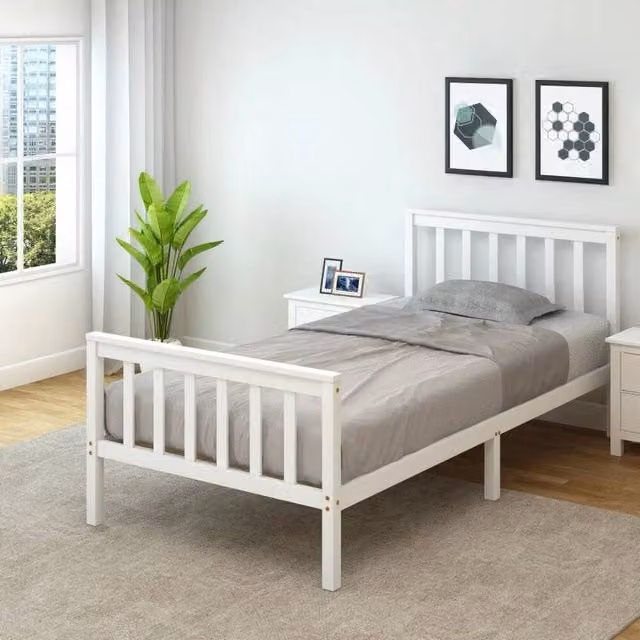 EONLION White Solid Pine Wooden Kids Bed, W/D/H: 90 x 190 cm – 1