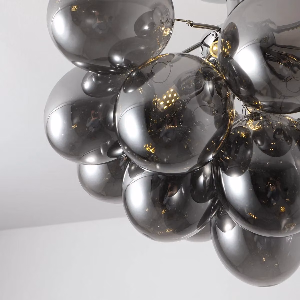 Garwarm Modern Sputnik 4 Light Glass Bubble Semi Flush Mount Ceiling Light, Black, Diameter: 40 cm – 5