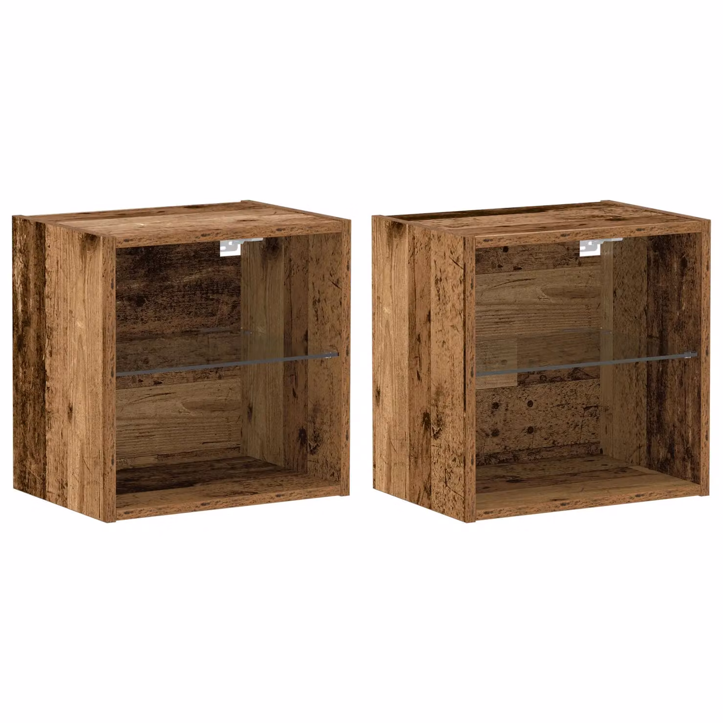 Berkfield Home Set of 2 Rustic Old Wood Floating Shelves, Brown, W/D/H: 40 x 28 x 5 cm – 2