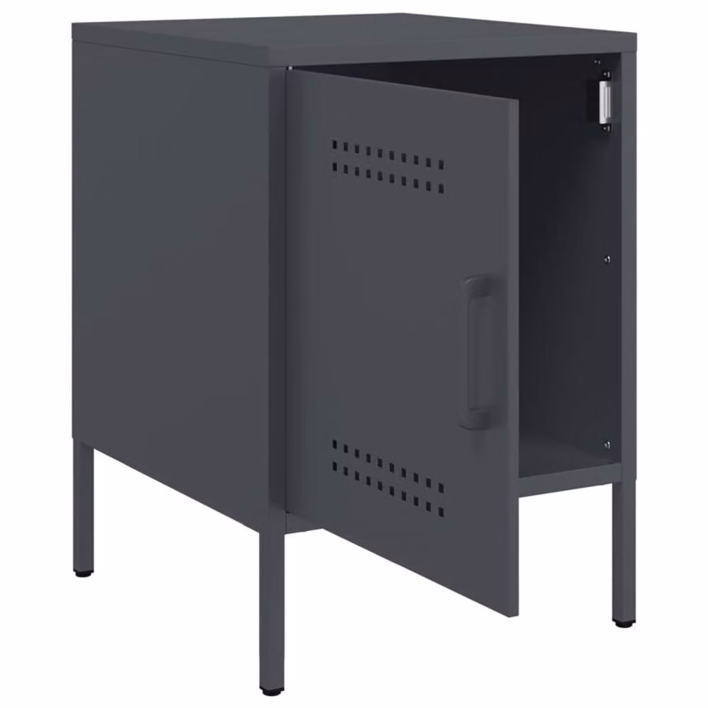 Berkfield Home Durable Metal Bedside Cabinets, 2 Pack, Anthracite Grey, W/D/H: 36 x 39 x 50.5 cm – 4