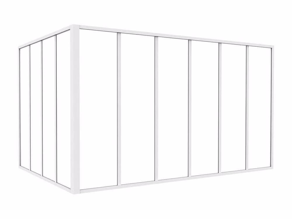 Vente-unique Corner Studio Glass Panelling in Powder-Coated Aluminium, White, W: 120 cm, L: 180 cm – 2