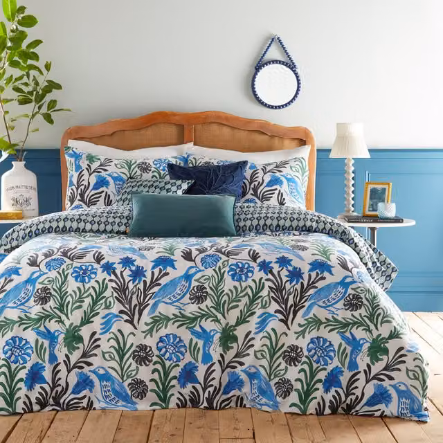 Make it a Home Alentjo Trending Reversible Floral Duvet Cover Set, Ocean, W/D/H: 200 x 200 cm