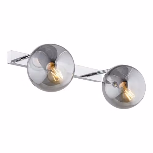 Argon Lighting Satelite Outdoor Twin Globe Wall Lamp in Grey and Chrome with Transparent Glass Spheres IP44