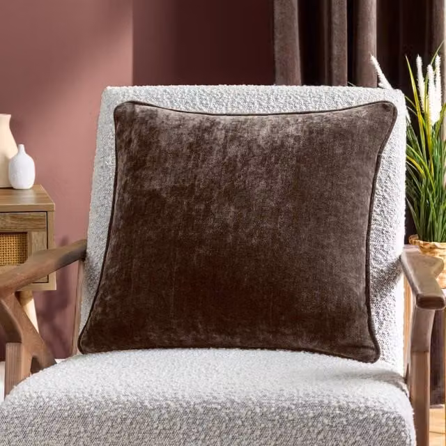 Yard Brown Chenille Polyester Filled Square Cushion W/D/H: 50 x 50 x 50 cm – 5