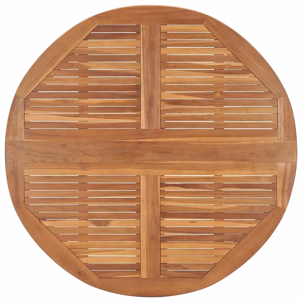 Berkfield Home Folding Garden Dining Table in Brown Solid Teak Wood, Diameter: 110 cm, Height: 75 cm – 2