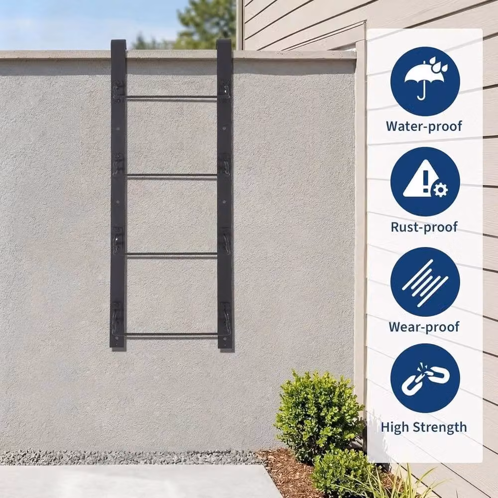 VOGREX 4-Step Steel Wall Mounted Fire Escape Ladder for Basements, Black – 2