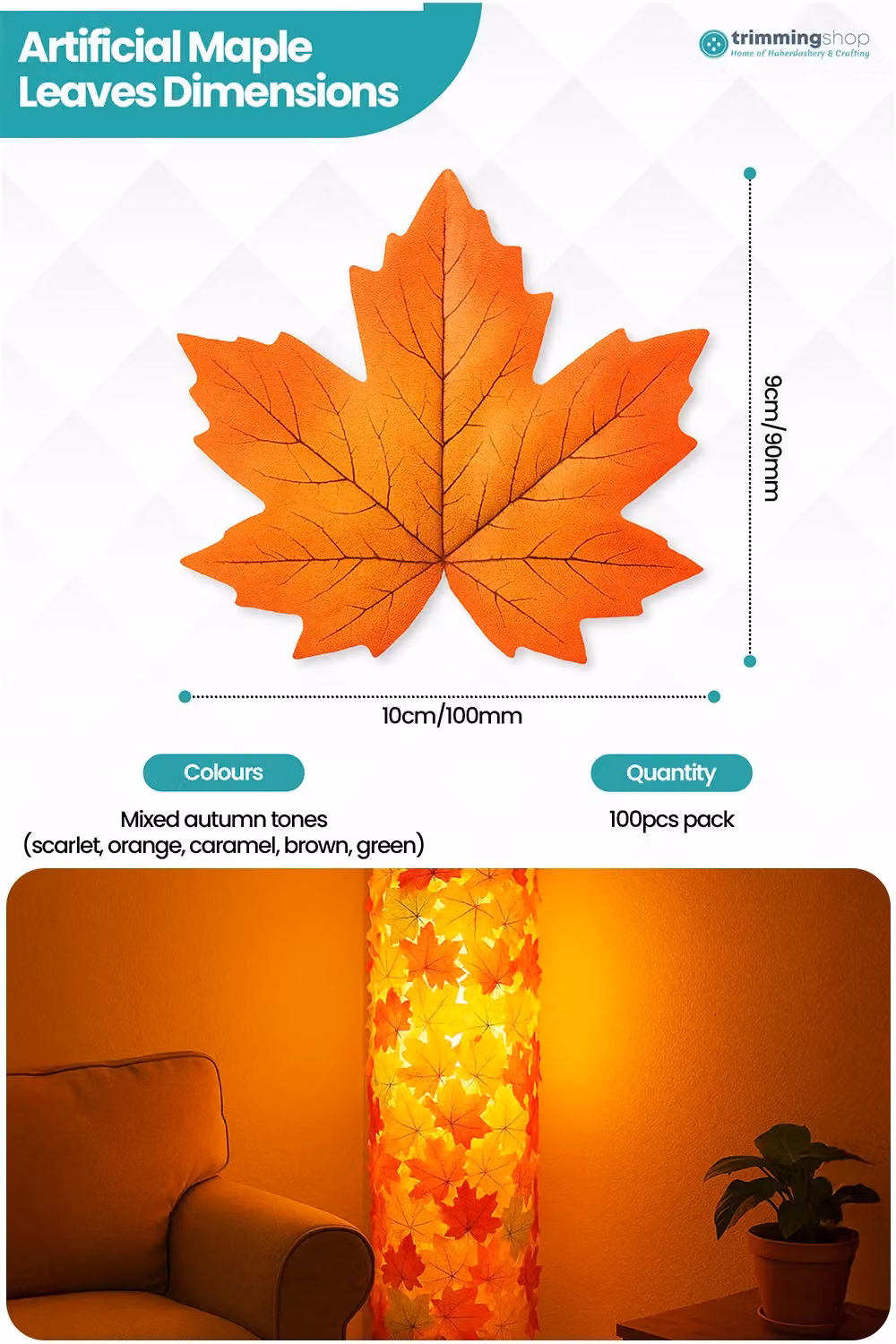 Neel Blue Multicolour Artificial Autumn Maple Leaves, 100pcs Polyester Textile Foliage – 2