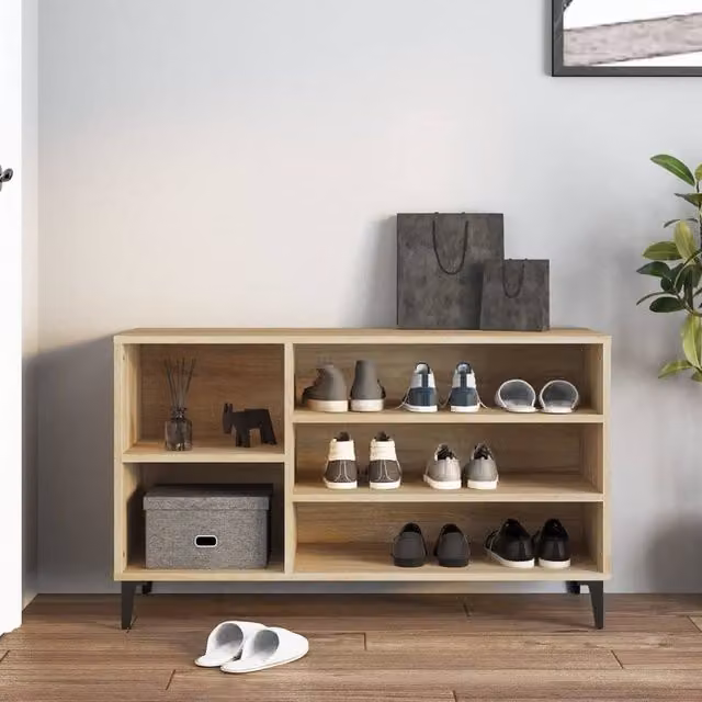 Berkfield Home Sonoma Oak Shoe Cabinet in Beige, W/D/H: 102 x 36 x 60 cm