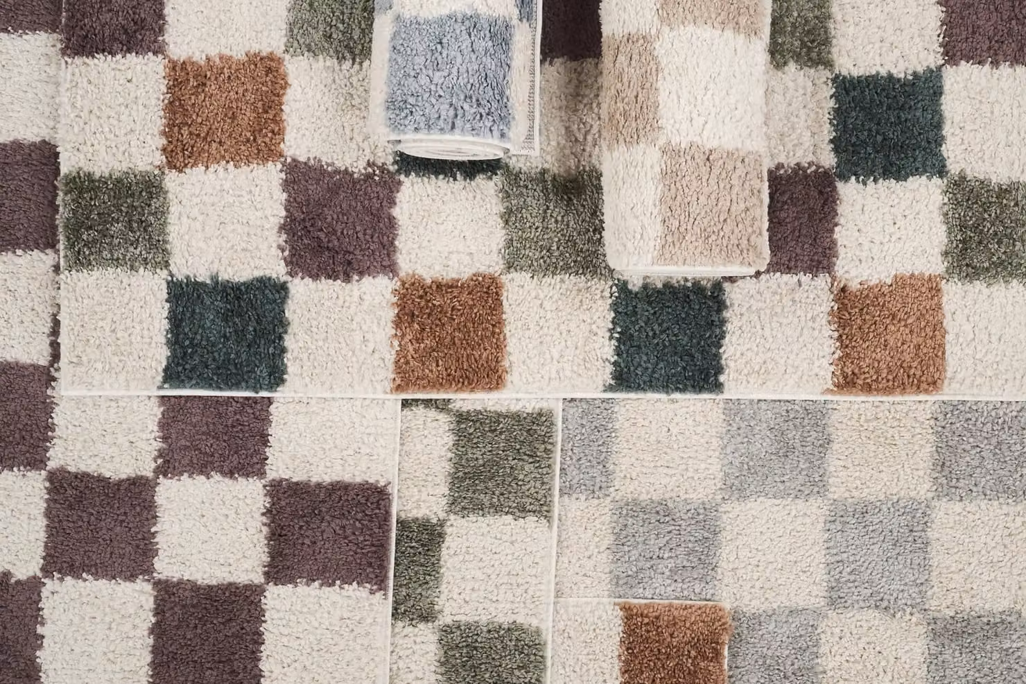 Desire Rugs Chester Modern Checkered Shaggy Area Rug, Green, W: 60 cm, L: 220 cm – 2