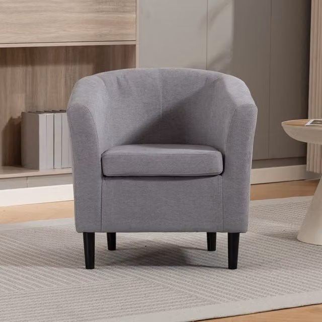 Artemis Home Beulah Grey Fabric Tub Accent Chair with Solid Wood Frame