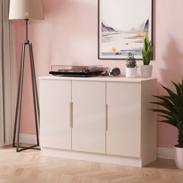 2 U Lucca Ready Assembled 3 Door Sideboard in Beige Taupe – 1