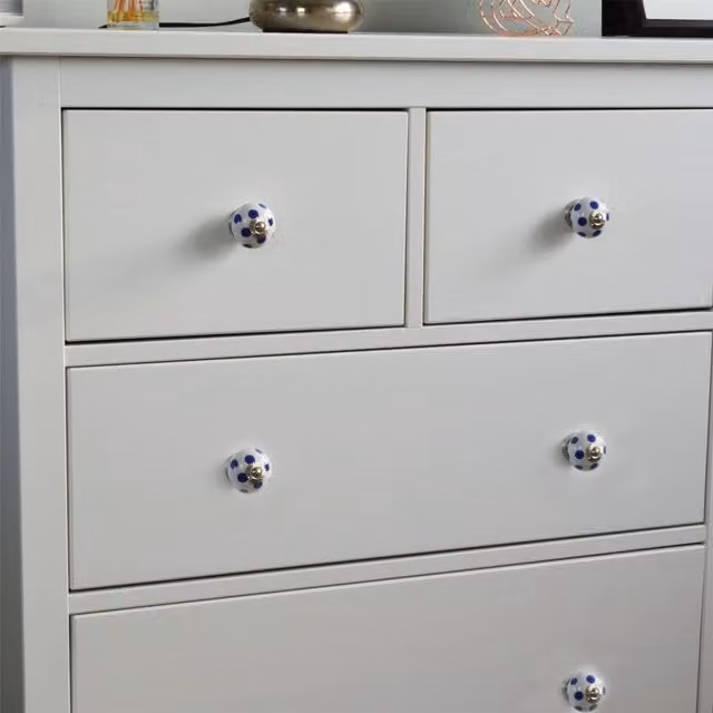 Nicola Spring Blue Ceramic Cabinet Knobs with Threaded Stem, Pack of 24
