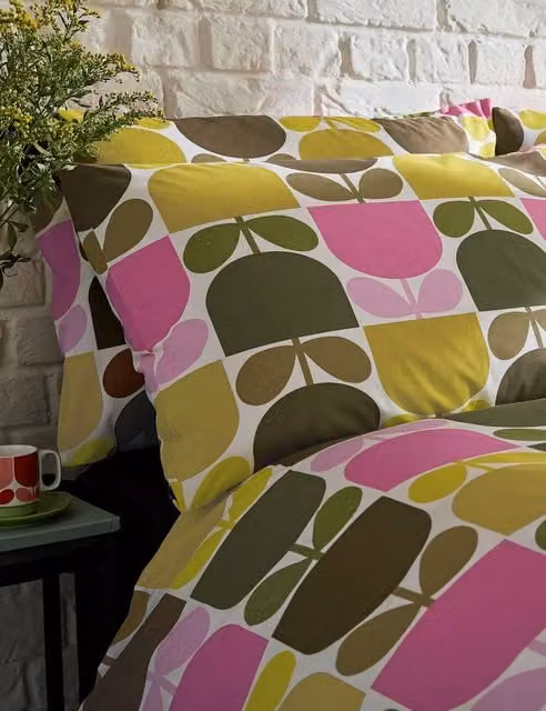 Orla Kiely Block Stem Cotton Percale Pillowcases, 2 Pack, Multicolour