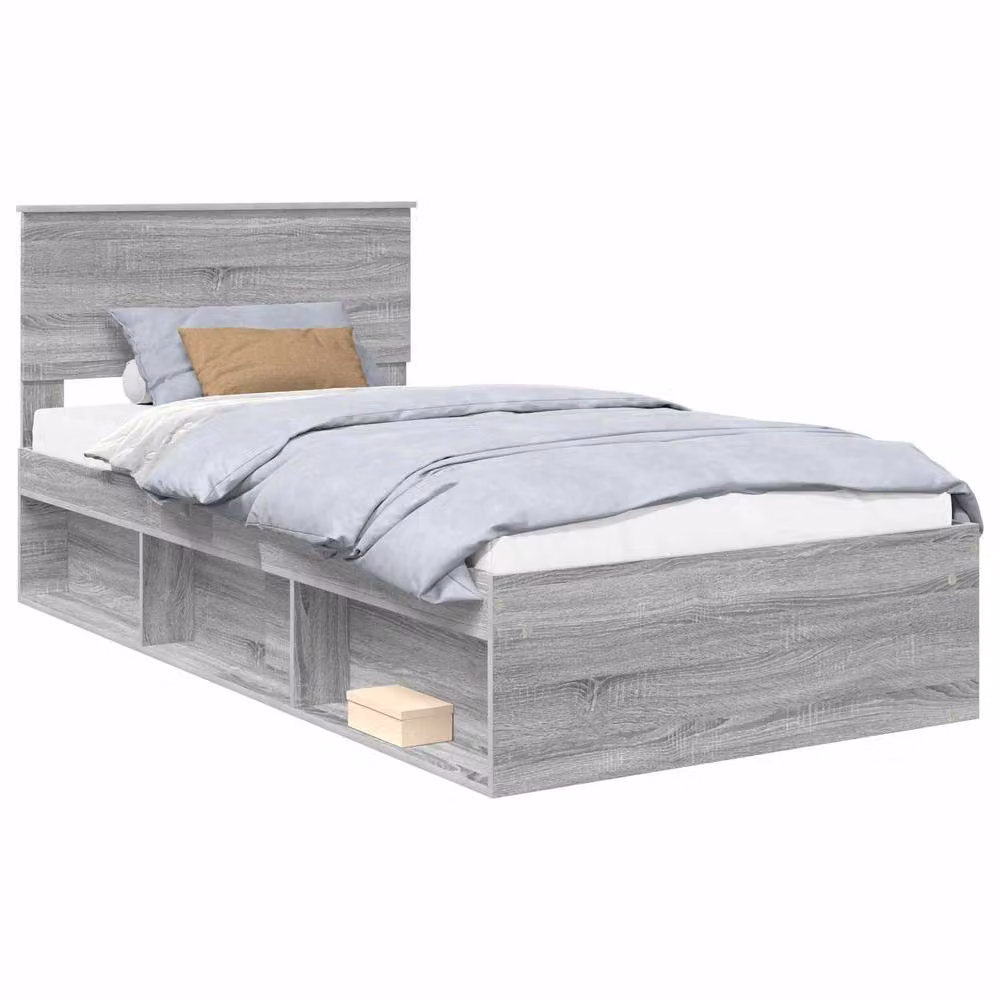 Berkfield Home Sonoma Bed Frame in Grey with Drawers, Solid Pine and Engineered Wood, W/D/H: 100 x 200 cm – 2
