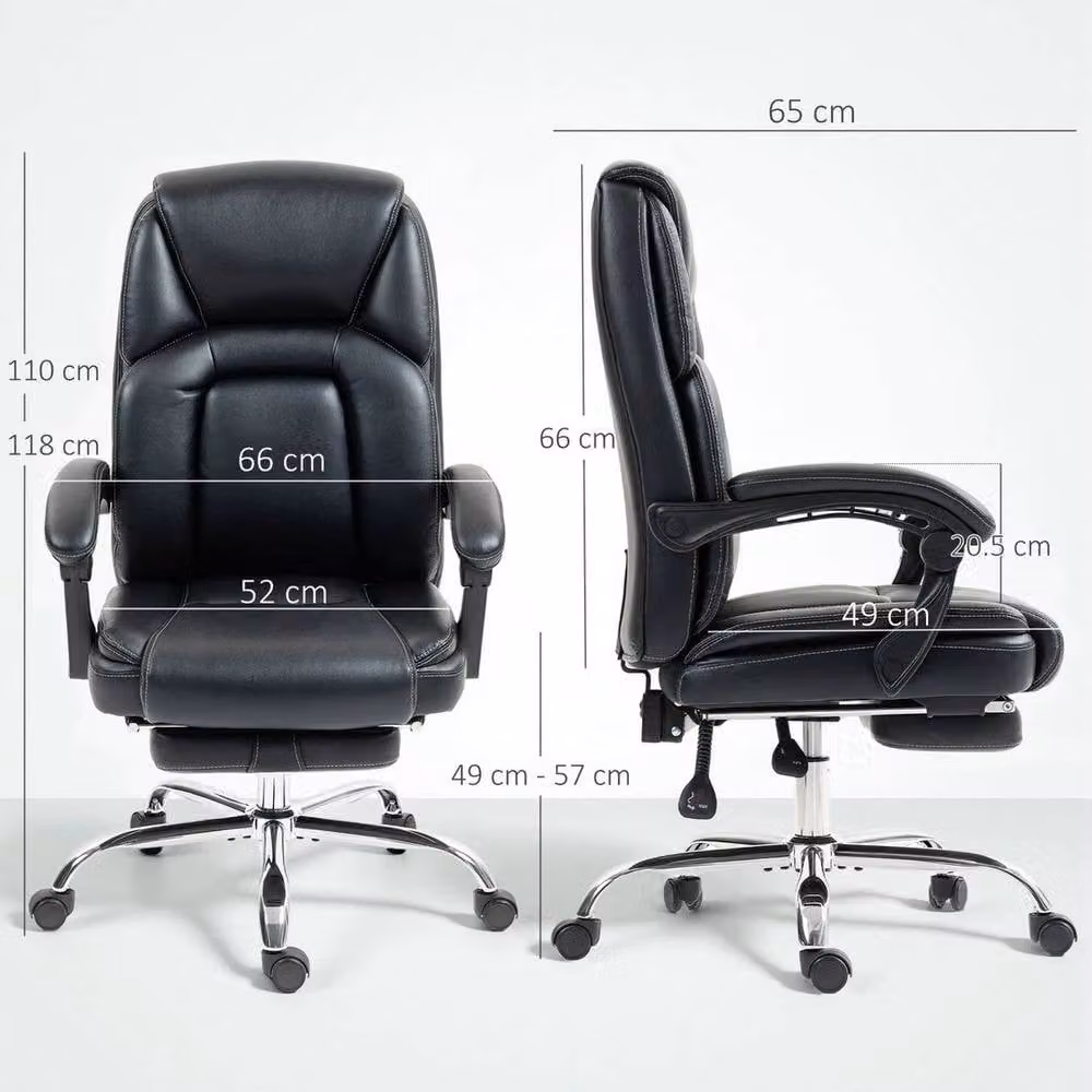 FORGEVIO Black Synthetic Leather Task Chair for Home Office with Armrests – 2