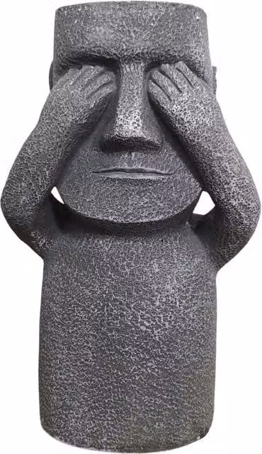 Samuel Alexander Easter Island See No Evil Grey Freestanding Garden Patio Decoration