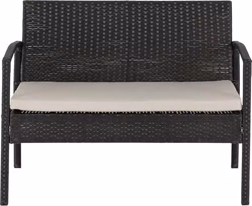 Seconique Cedar 4 Piece Garden Set in Black Rattan with Grey Fabric and Black Glass – 5