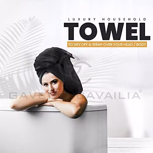 Gaveno Cavailia Premium 700 GSM Cotton Hand Towels, Black, 4 Pack – 5