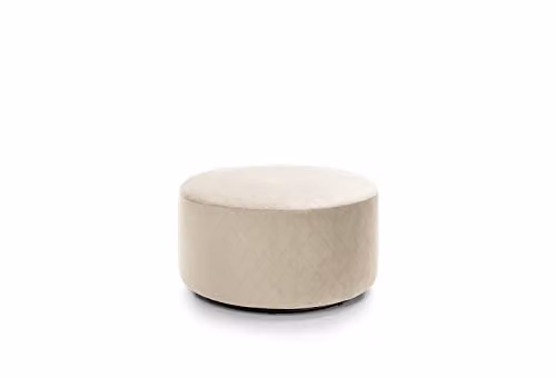 Abakus Direct Solero Velvet Swivel Footstool in Beige, Diameter: 73 cm, Height: 40 cm