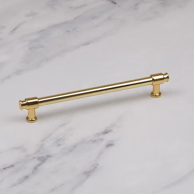 Handle & Home Polished Gold Brass Clasp Detail Bar Handle, Length: 190 mm