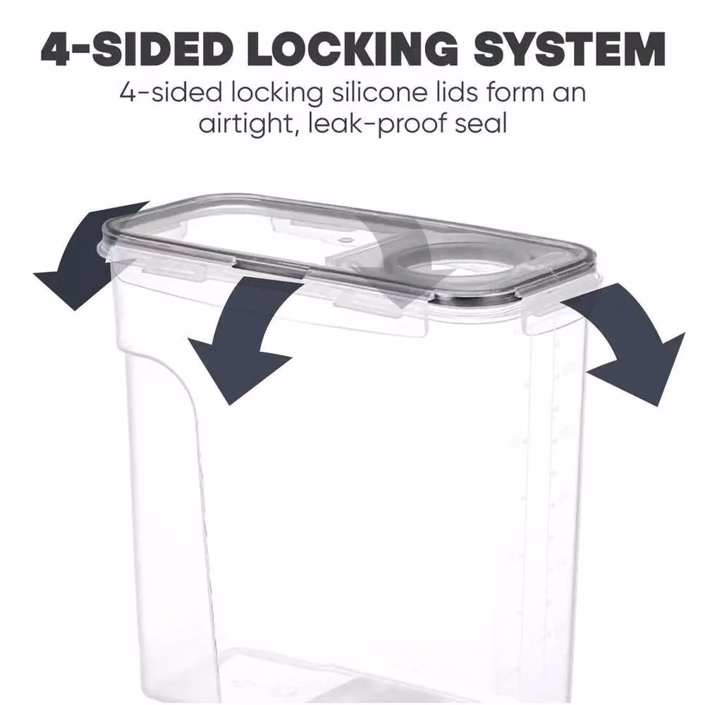 KORVIXA Set of 4 Airtight and Leakproof Food Storage Containers in White and Transparent Plastic with Silicone W/D/H: 15 x 15 x 15 cm – 3