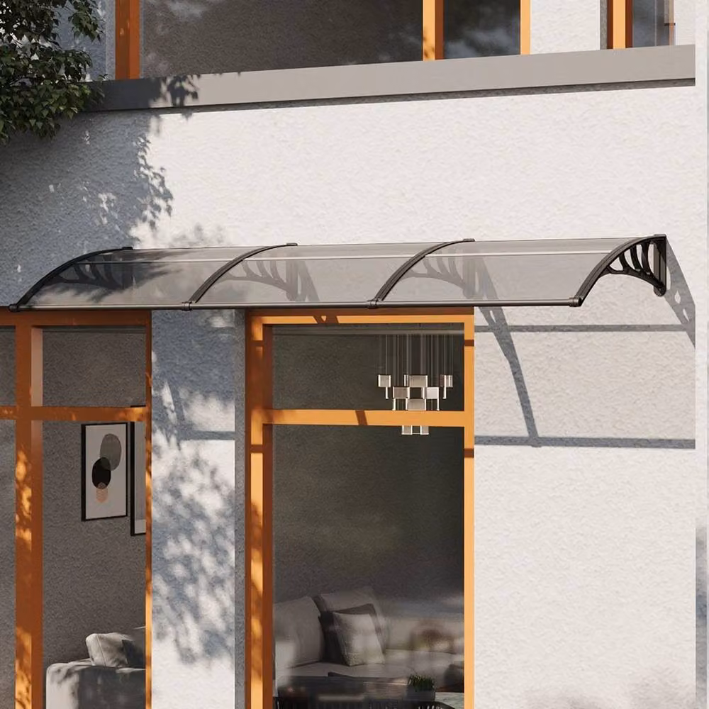 SPETLEK Black and Transparent Polycarbonate Outdoor Window Rain Shelter Awning, W: 300 cm, H: 100 cm, D: 15 cm – 3