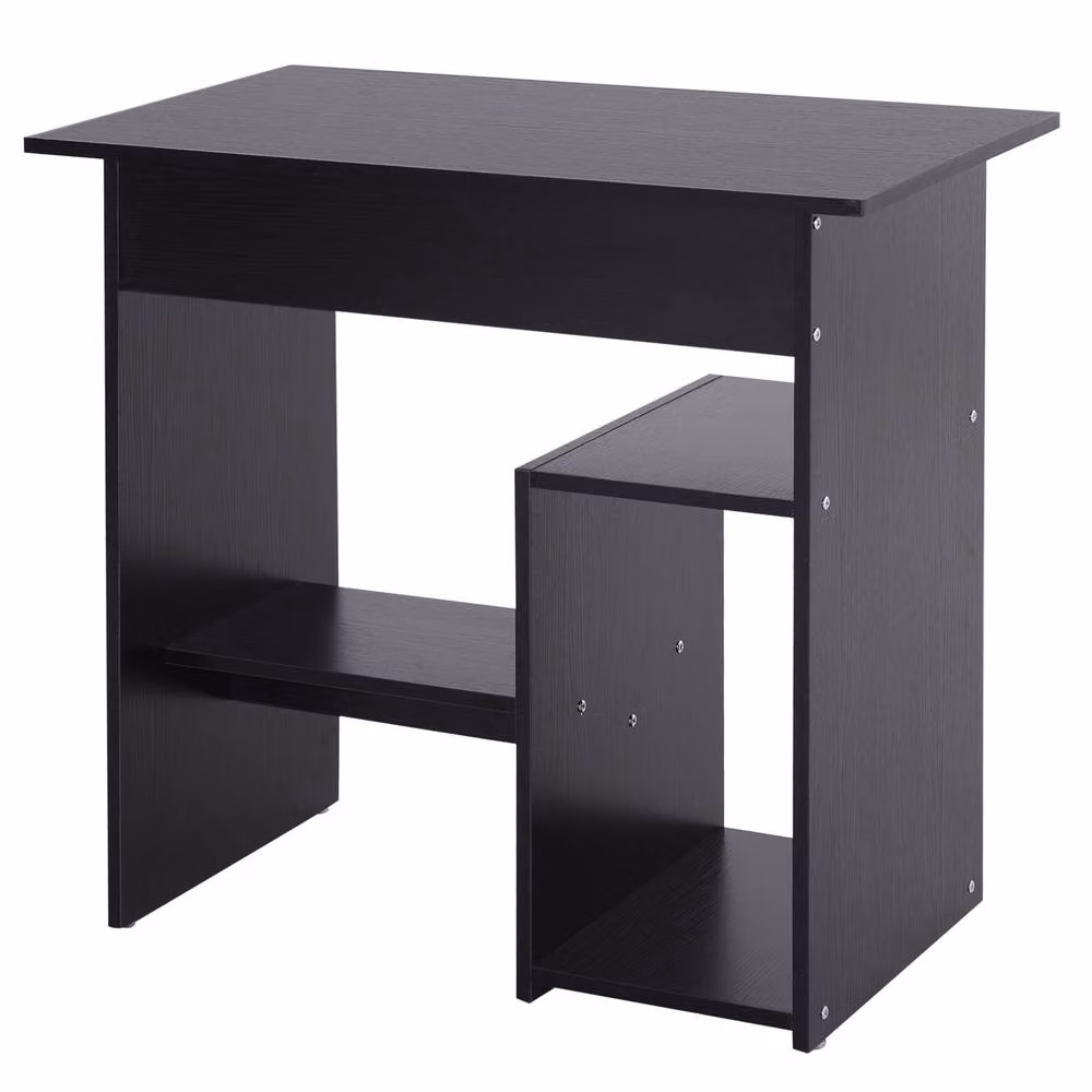 STILVORA Modern Computer Desk with Keyboard Tray and Shelves in Black – 3