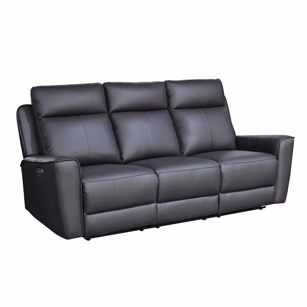 Aspire Rivington Real Leather 3 Seater Power Recliner Sofa with USB Charging in Anthracite Grey – 2