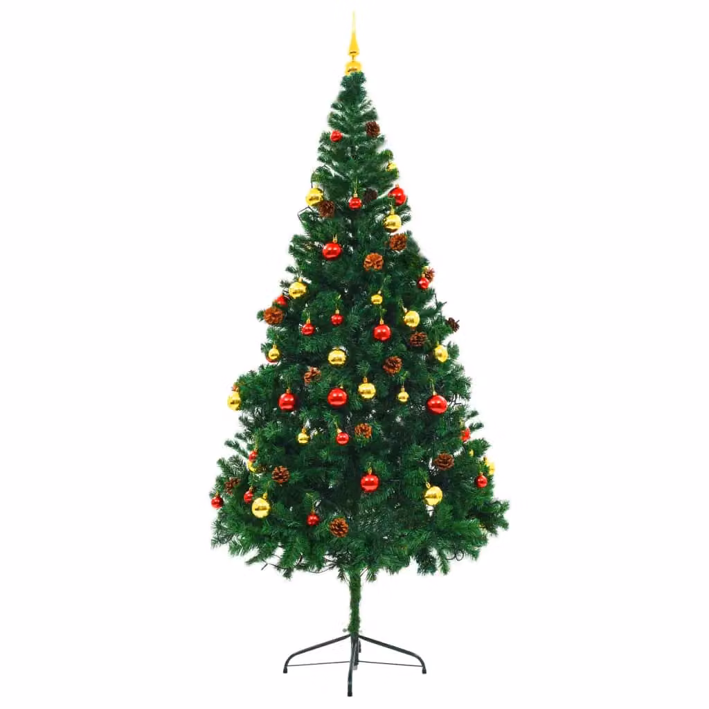 Berkfield Home Artificial Pre-lit Christmas Tree with Baubles, Green, Height: 210 cm – 2
