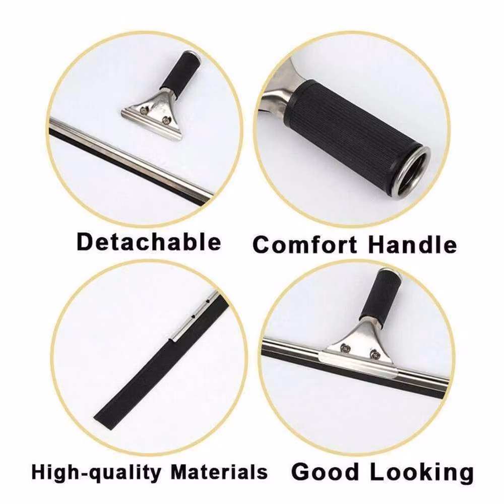 Kelvenix 14 inch Professional Window Cleaning Glass Rubber Squeegee with Refillable Metal Head, Black – 2