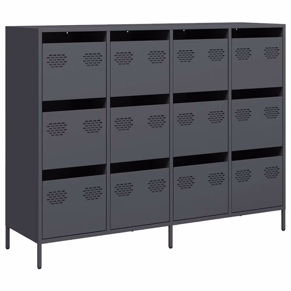 Berkfield Home Anthracite Industrial Sideboard in Matt Dark Grey Metal, W/D/H: 135 x 39 x 103.5 cm – 3