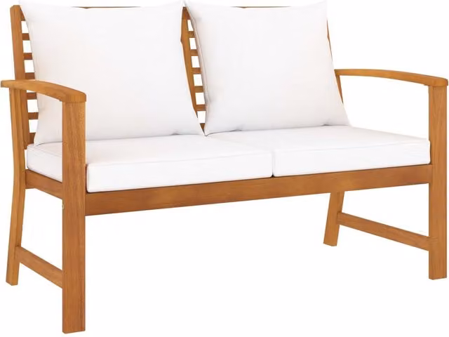 Berkfield Home Brown Acacia Wood Garden Bench with Cream Fabric Cushions, Width: 120 cm
