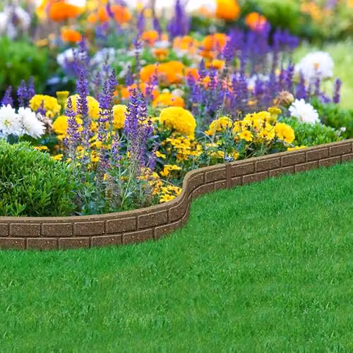 Nicoman Ultra Curve EZ Brick Effect Garden Edging, Brown, Pack of 12 – 1