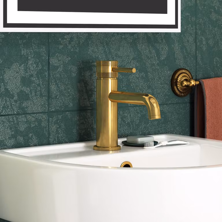 Royal Bathrooms Core Round Mono Basin Mixer Tap, Single Lever, Brushed Brass