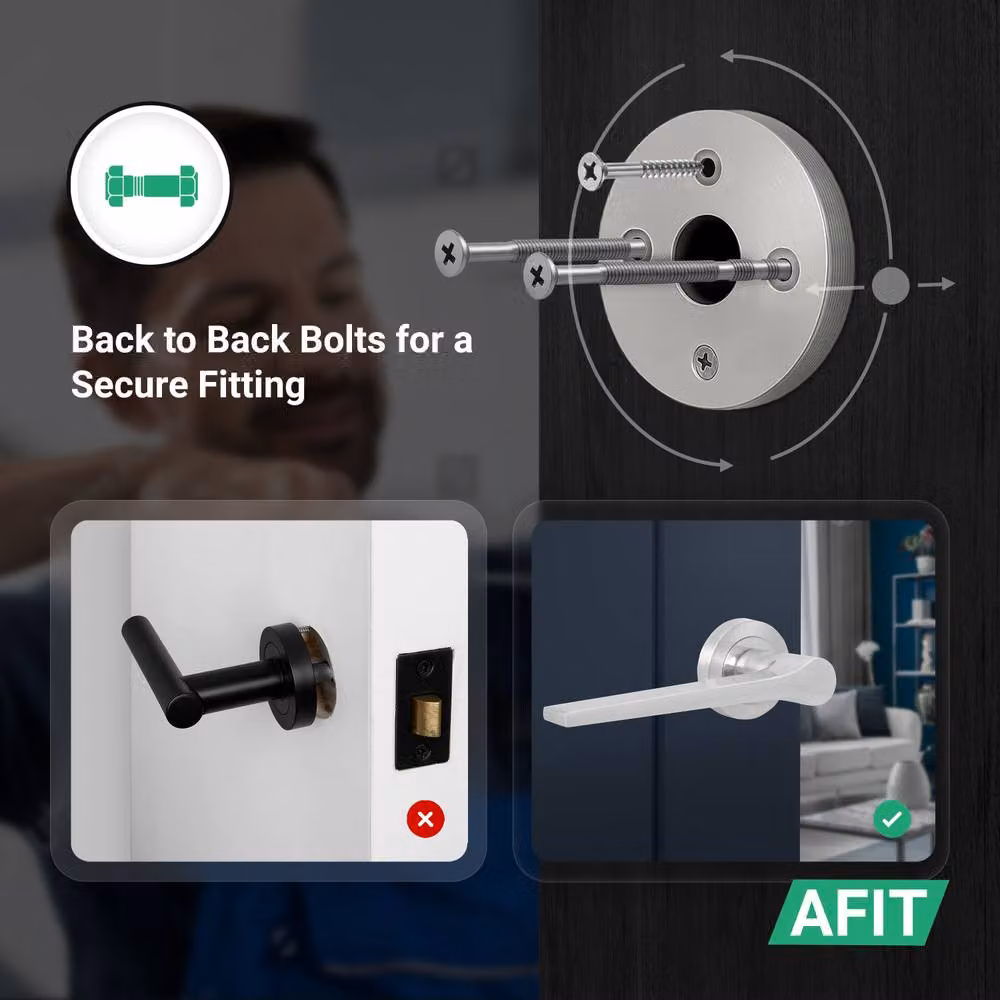 AFIT Satin Nickel Door Handle Latch and Hinge Set in Silver Aluminium – 3