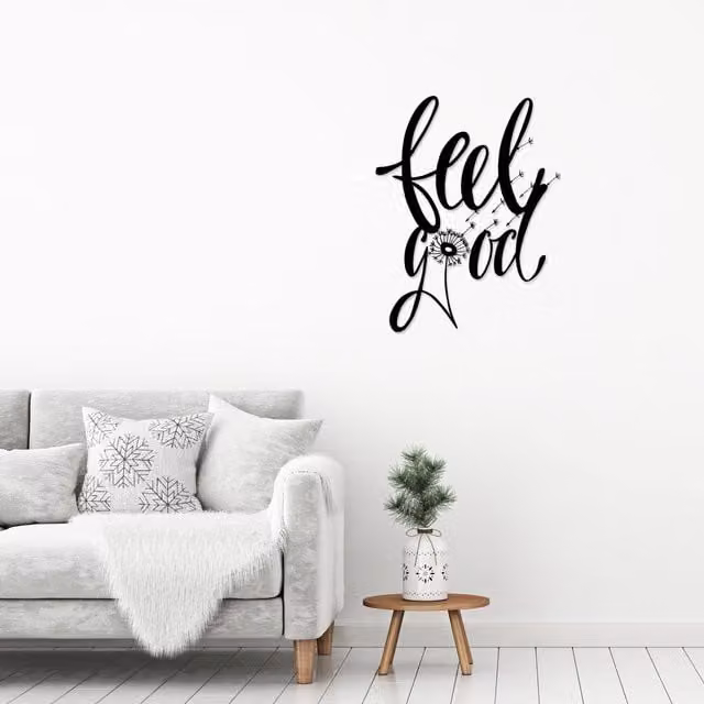Decortie Feel Good Metal Wall Art Decorative Object in Black