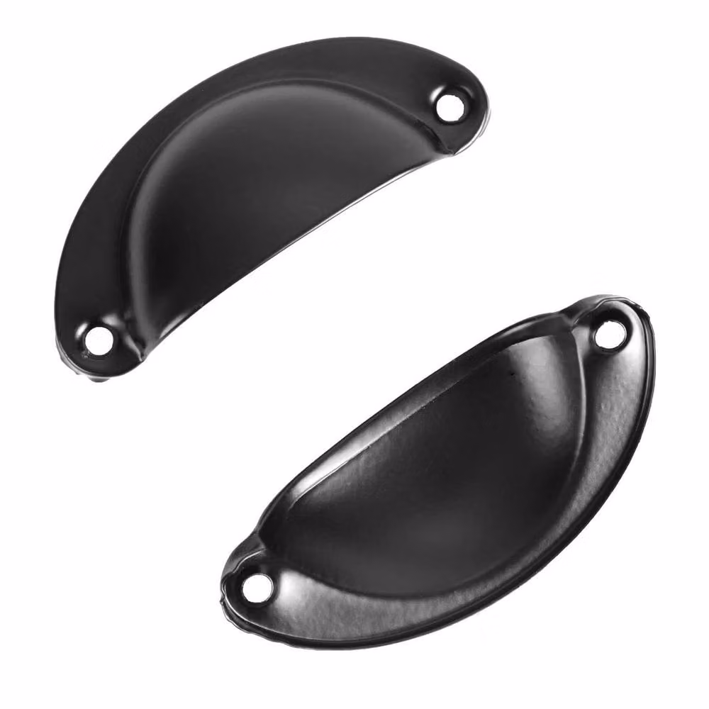 PAWNORA 12-Piece Matt Black Zinc Shell Cup Pull Handles – 2