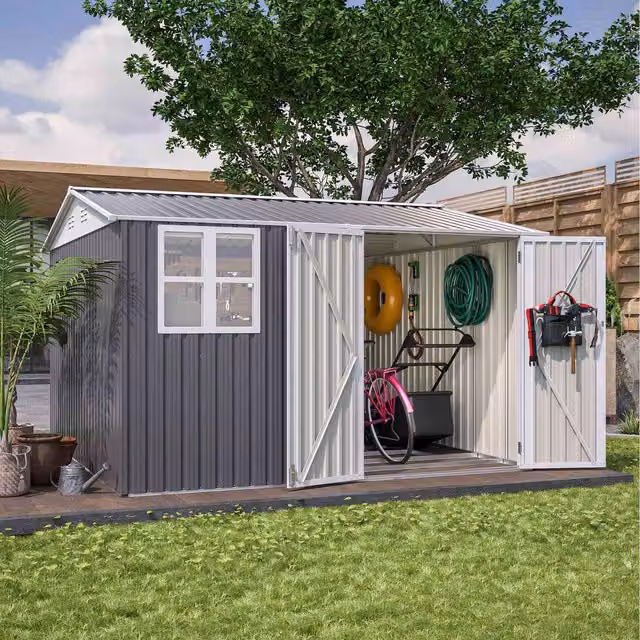 BIRCHTREE Gable Garden Shed with Window in Grey Anthracite