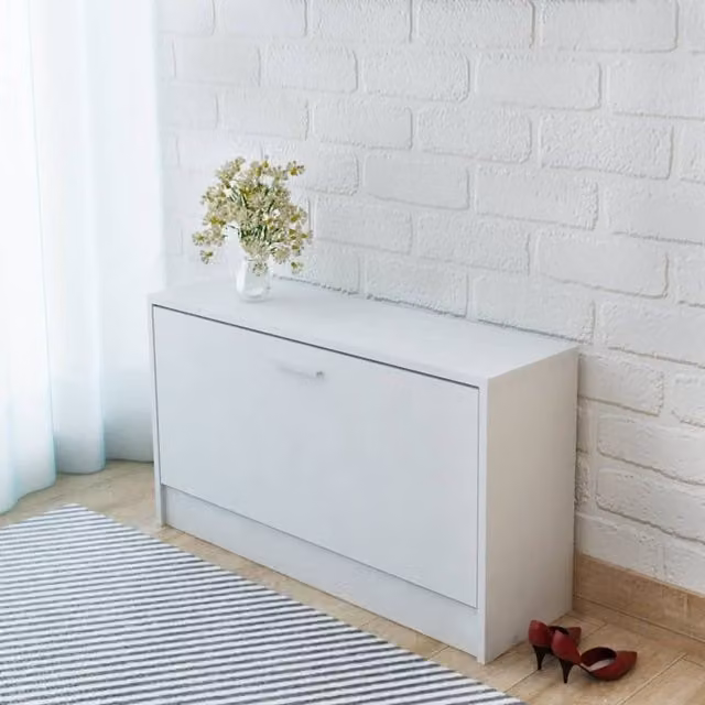 Berkfield Home Shoe Storage Bench in White, W/D/H: 80 x 24 x 45 cm – 1