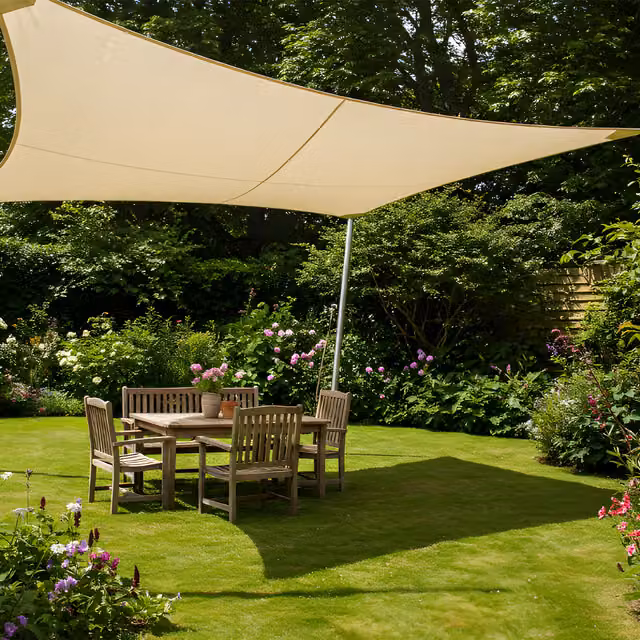 Kookaburra Square Waterproof Garden Sail Shade Canopy with UPF 50 UV Block, Ivory, W x W: 360 x 360 cm