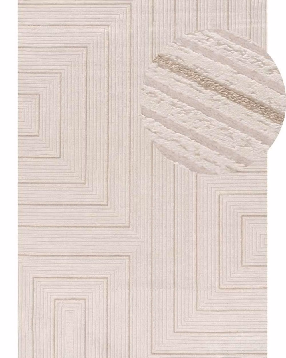 THE RUGS Carmel Maze Design Soft Pile Area Rug, Ivory and Beige, W: 120 cm, L: 170 cm – 2