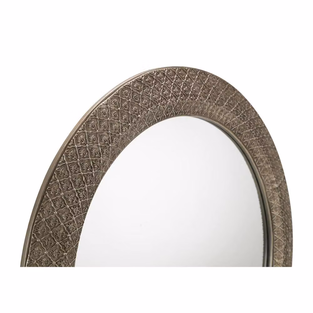 Cheshire Cadara Large Round Pewter Wall Mirror in Grey – 3