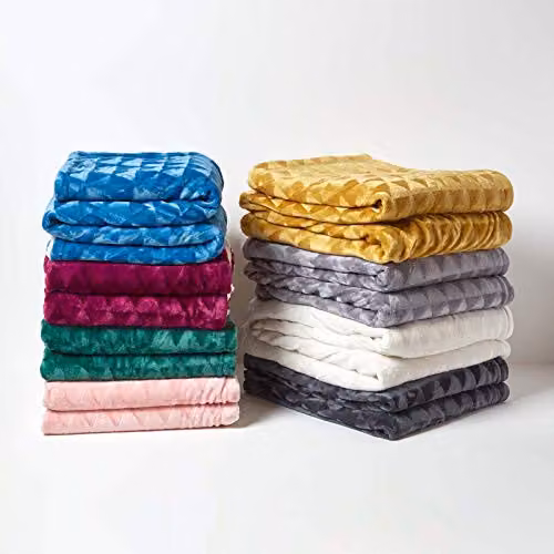 Homescapes Geometric Patterned Sherpa Fleece Throw Blanket in Yellow, W/D/H: 200 x 230 cm – 3