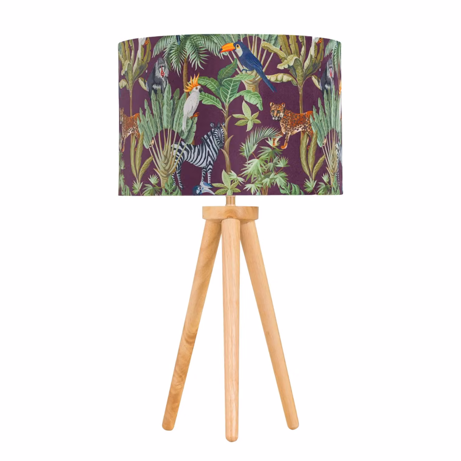 First Choice Lighting Set of 2 Light Oak Table Lamps with Brown Safari Velvet Shades – 2