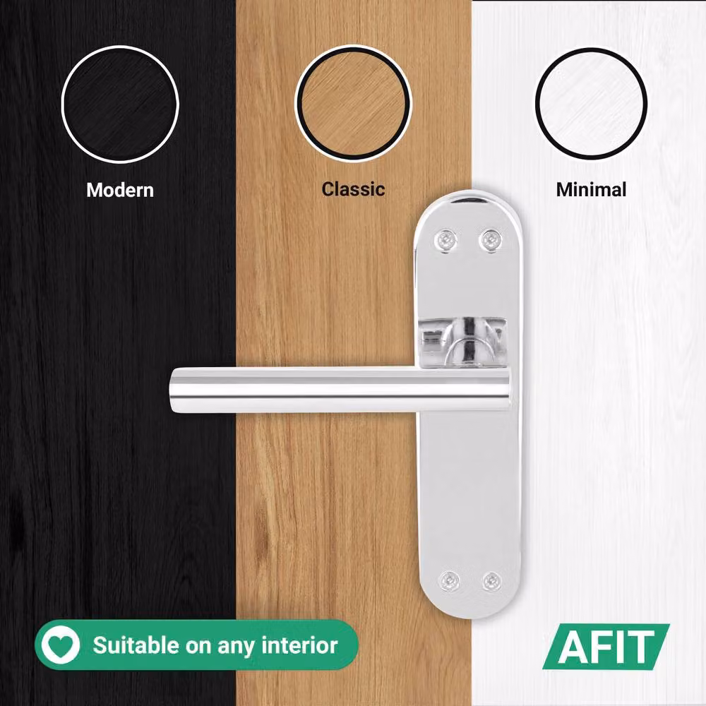 AFIT Chrome T-Bar Internal Lever Door Handles with Backplate, Silver, 1 Pair – 4