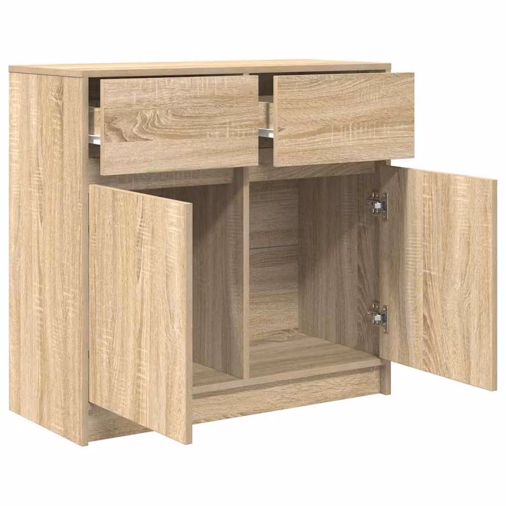 Berkfield Home Sonoma Oak Sideboard with Drawer in Beige, W/D/H: 80 x 34 x 76 cm – 2