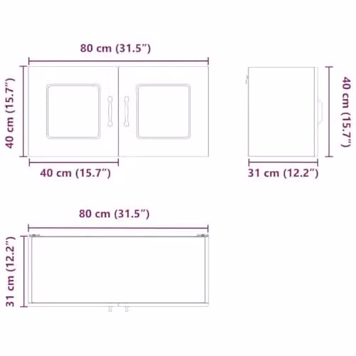 vidaXL Modern White Wall-Mounted Kitchen Wall Unit with Internal Shelves, W/D/H: 80 x 40 x 40 cm