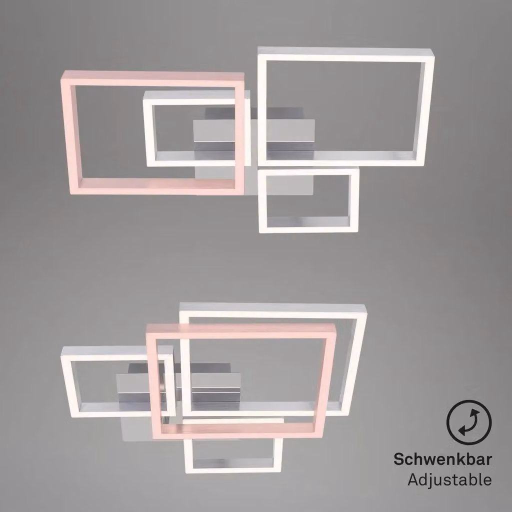 Briloner Chrome and Silver Aluminium LED Ceiling Light, Dimmable and Adjustable Warm White – 2